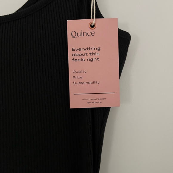 Quince Women’s Black Tencel Rib Knit Maxi Slip Dress sz L NWT Sleeveless Long - Picture 3 of 4